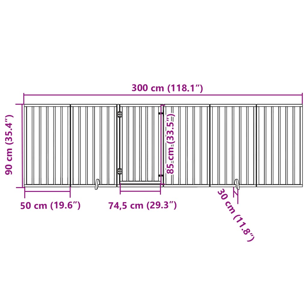 Hondenhek inklapbaar 6 panelen 300 cm populierenhout bruin - AllerleiShop