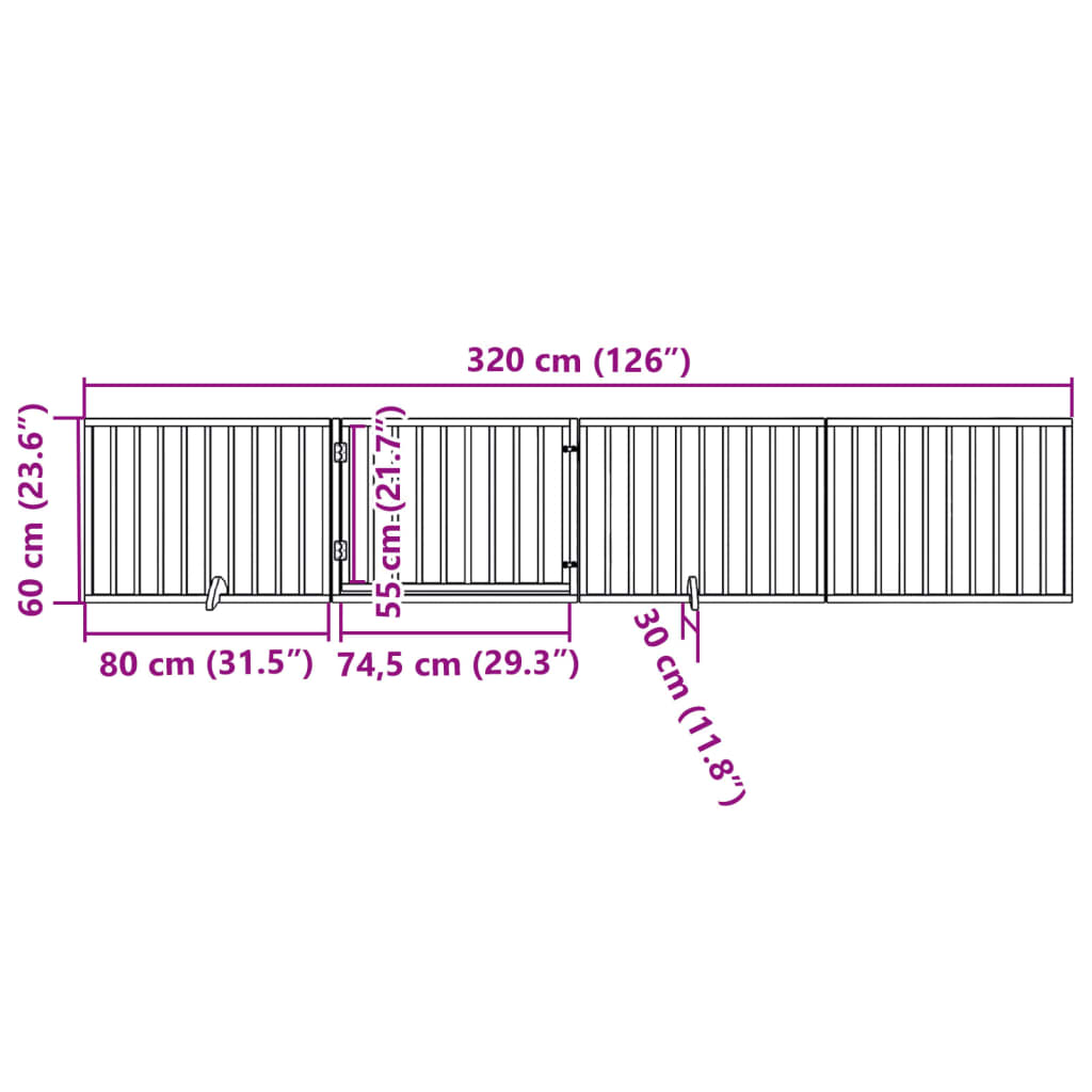 Hondenhek inklapbaar 4 panelen 320 cm populierenhout bruin - AllerleiShop