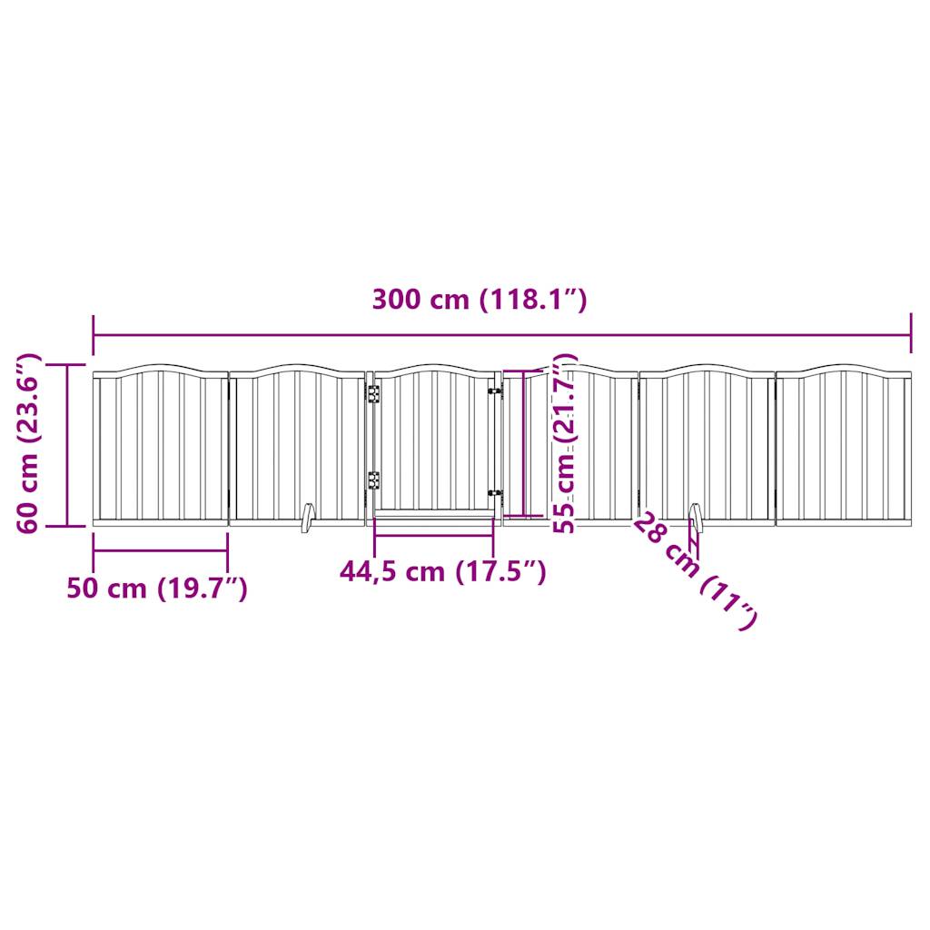 Hondenhek inklapbaar met deur 6 panelen 300 cm populierhout wit - AllerleiShop