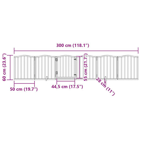 Hondenhek inklapbaar met deur 6 panelen 300 cm populierhout wit - AllerleiShop