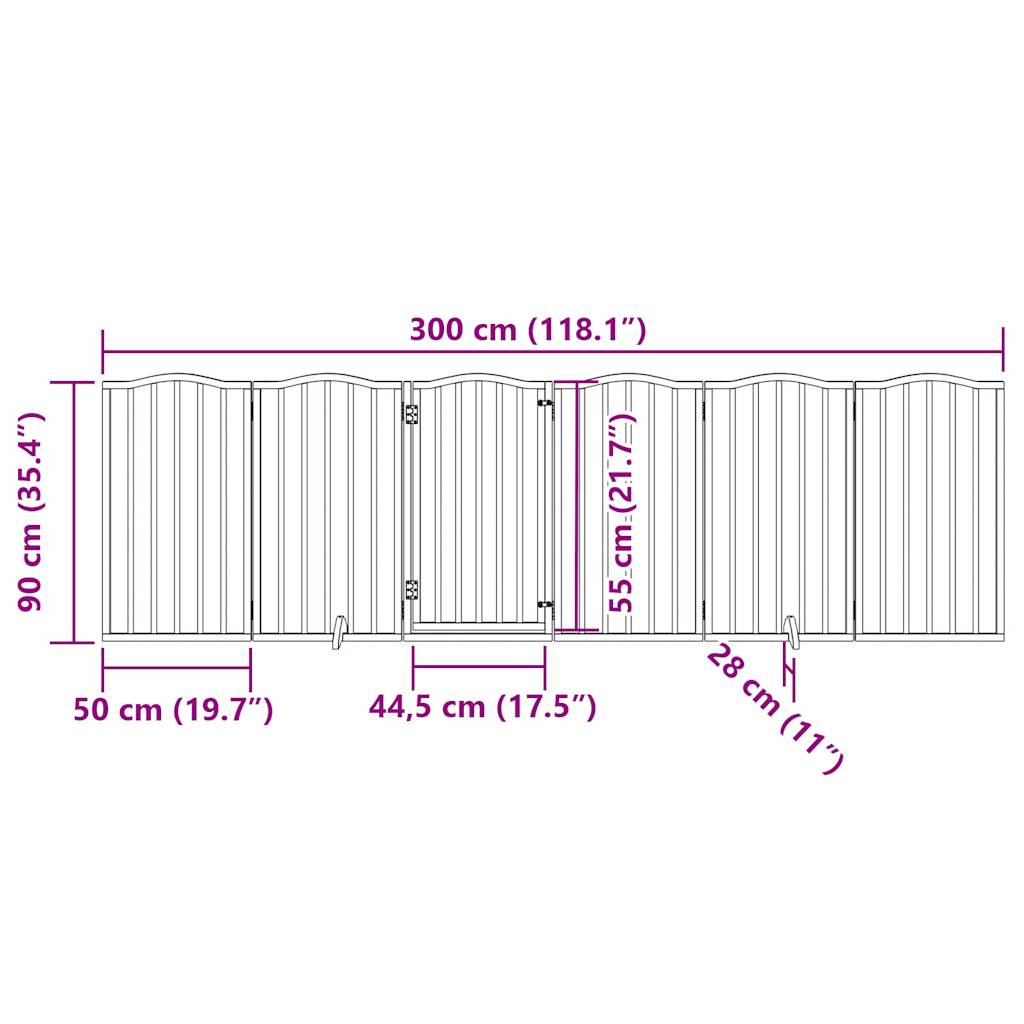 Hondenhek inklapbaar met deur 6 panelen 300 cm populierhout wit - AllerleiShop