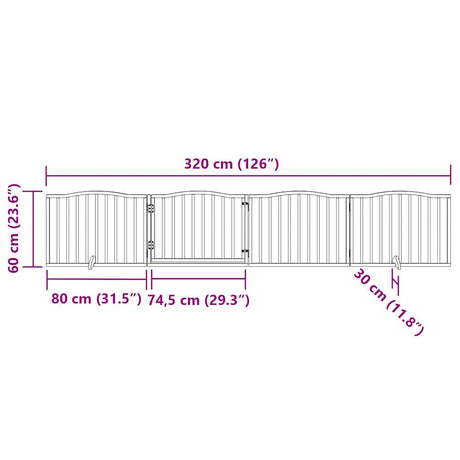 Hondenhek inklapbaar met deur 4 panelen 320 cm populierhout wit - AllerleiShop