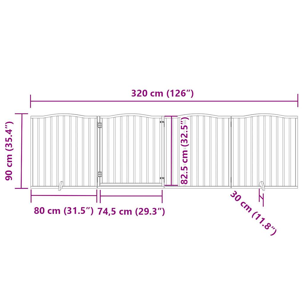 Hondenhek inklapbaar 4 panelen 320cm populierenhout bruin eiken - AllerleiShop