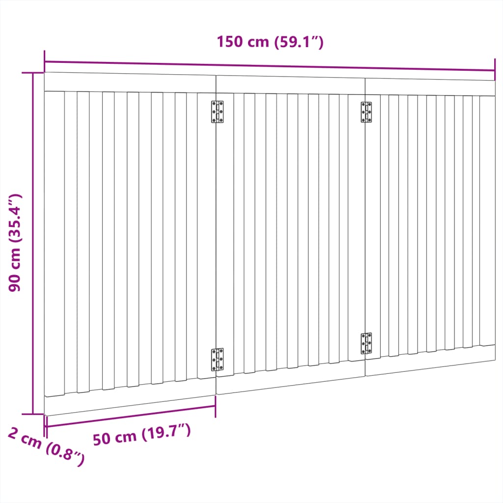 Hondenhek inklapbaar 3 panelen 150 cm populierenhout - AllerleiShop