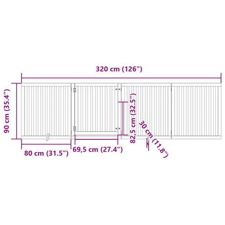 Hondenhek inklapbaar met deur 4 panelen 320 cm populierenhout - AllerleiShop