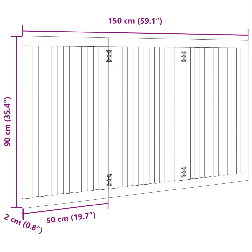 Hondenhek inklapbaar 3 panelen 150 cm populierenhout wit - AllerleiShop