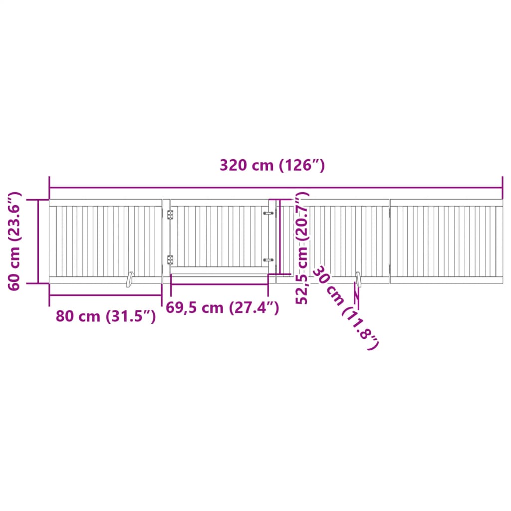 Hondenhek inklapbaar met deur 4 panelen 320 cm populierhout wit - AllerleiShop