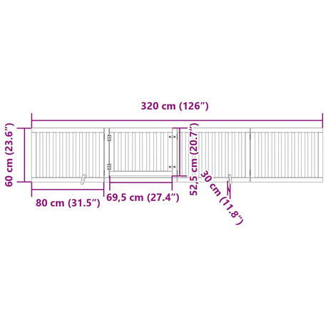 Hondenhek inklapbaar met deur 4 panelen 320 cm populierhout wit - AllerleiShop