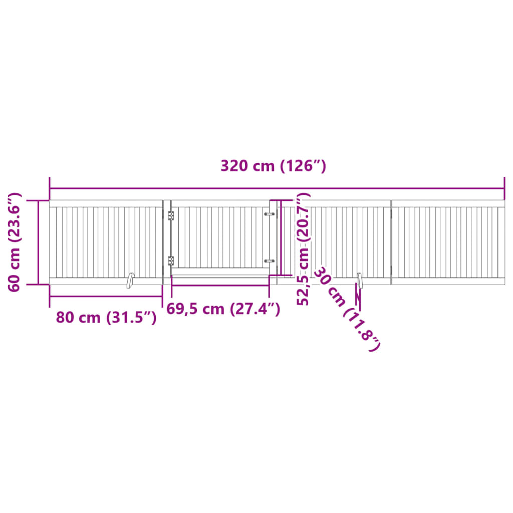 Hondenhek inklapbaar 4 panelen 320 cm populierenhout bruin - AllerleiShop