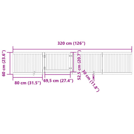 Hondenhek inklapbaar 4 panelen 320 cm populierenhout bruin - AllerleiShop