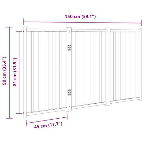 Hondenhek inklapbaar 3 panelen 150 cm massief vurenhout - AllerleiShop