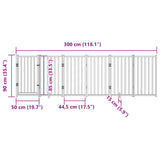 Hondenhek inklapbaar 6 panelen 300 cm massief vurenhout wit - AllerleiShop