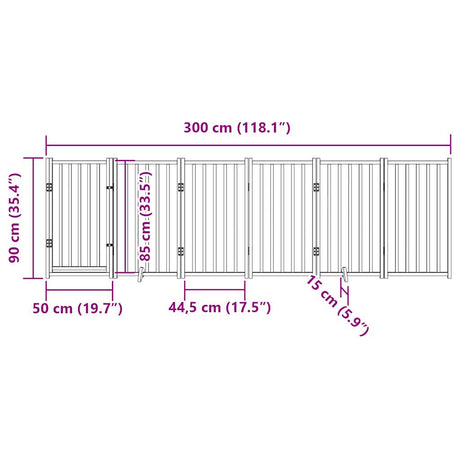 Hondenhek inklapbaar 6 panelen 300 cm massief vurenhout wit - AllerleiShop