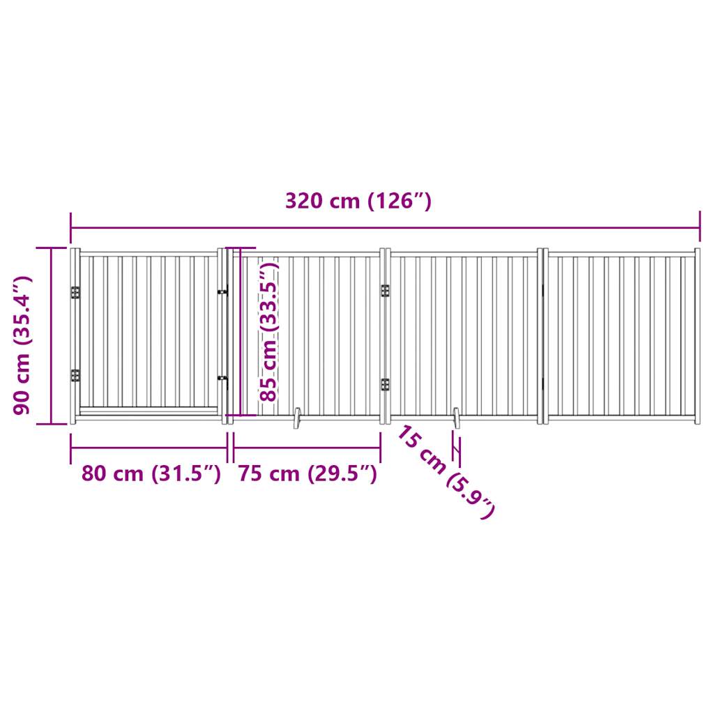 Hondenhek inklapbaar 4 panelen 320 cm massief vurenhout wit - AllerleiShop