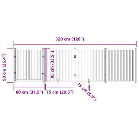 Hondenhek inklapbaar 4 panelen 320 cm massief vurenhout wit - AllerleiShop