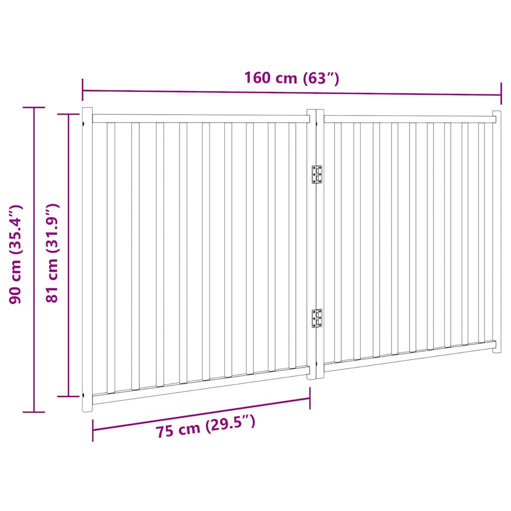 Hondenhek inklapbaar 2 panelen 160 cm massief vurenhout zwart - AllerleiShop