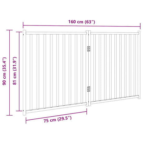 Hondenhek inklapbaar 2 panelen 160 cm massief vurenhout zwart - AllerleiShop