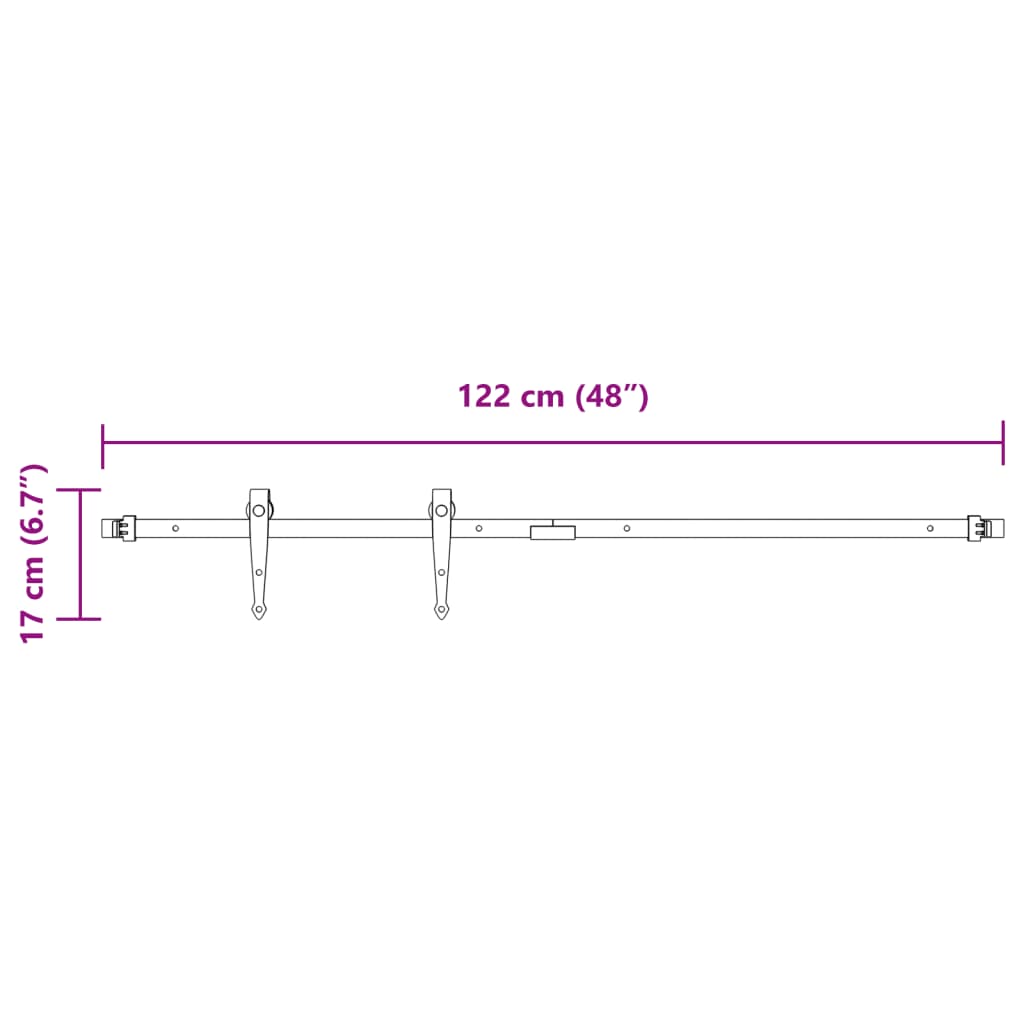 Ophangset voor minischuifdeur 122 cm koolstofstaal zwart - AllerleiShop