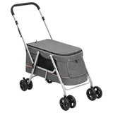 Hondenwagen inklapbaar 100x49x96 cm linnenstof grijs