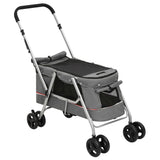 Hondenwagen inklapbaar 100x49x96 cm linnenstof grijs