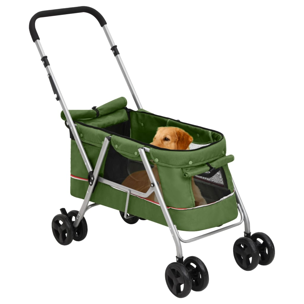 Hondenwagen inklapbaar 100x49x96 cm linnenstof groen