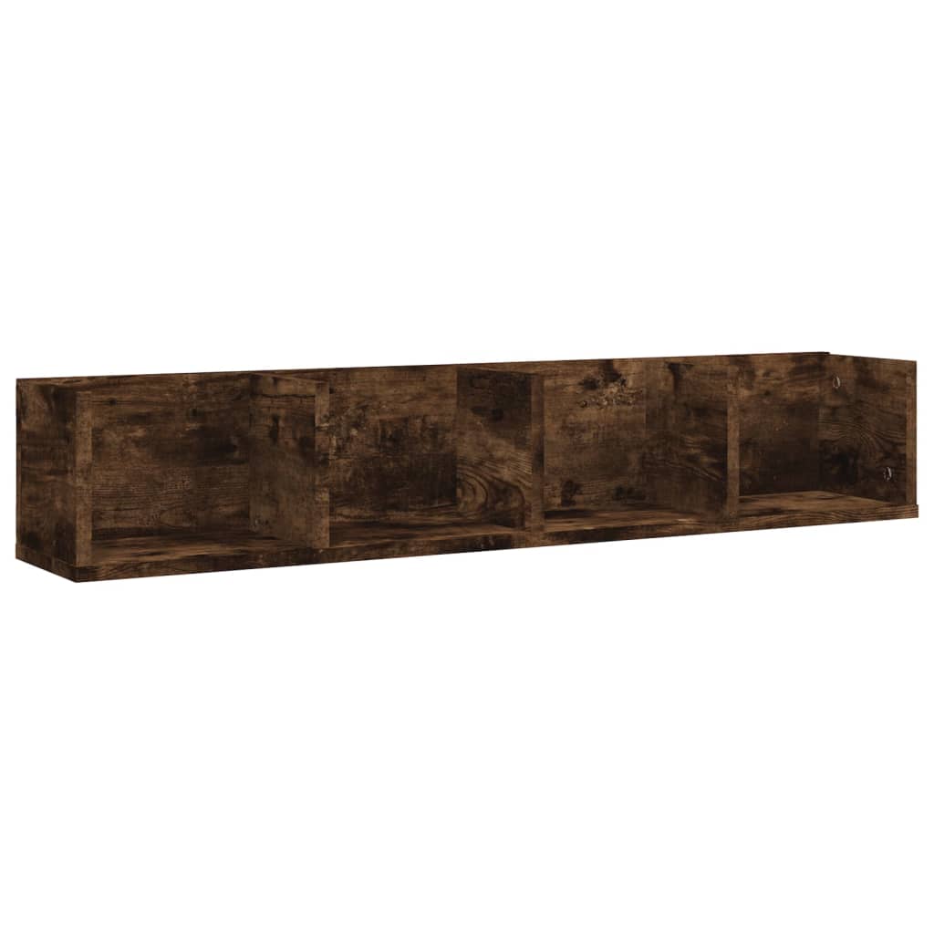 CD-wandschap 100x18x18 cm bewerkt hout gerookt eikenkleurig - AllerleiShop