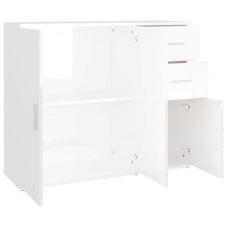 Dressoir 91x29,5x75 cm bewerkt hout hoogglans wit - AllerleiShop