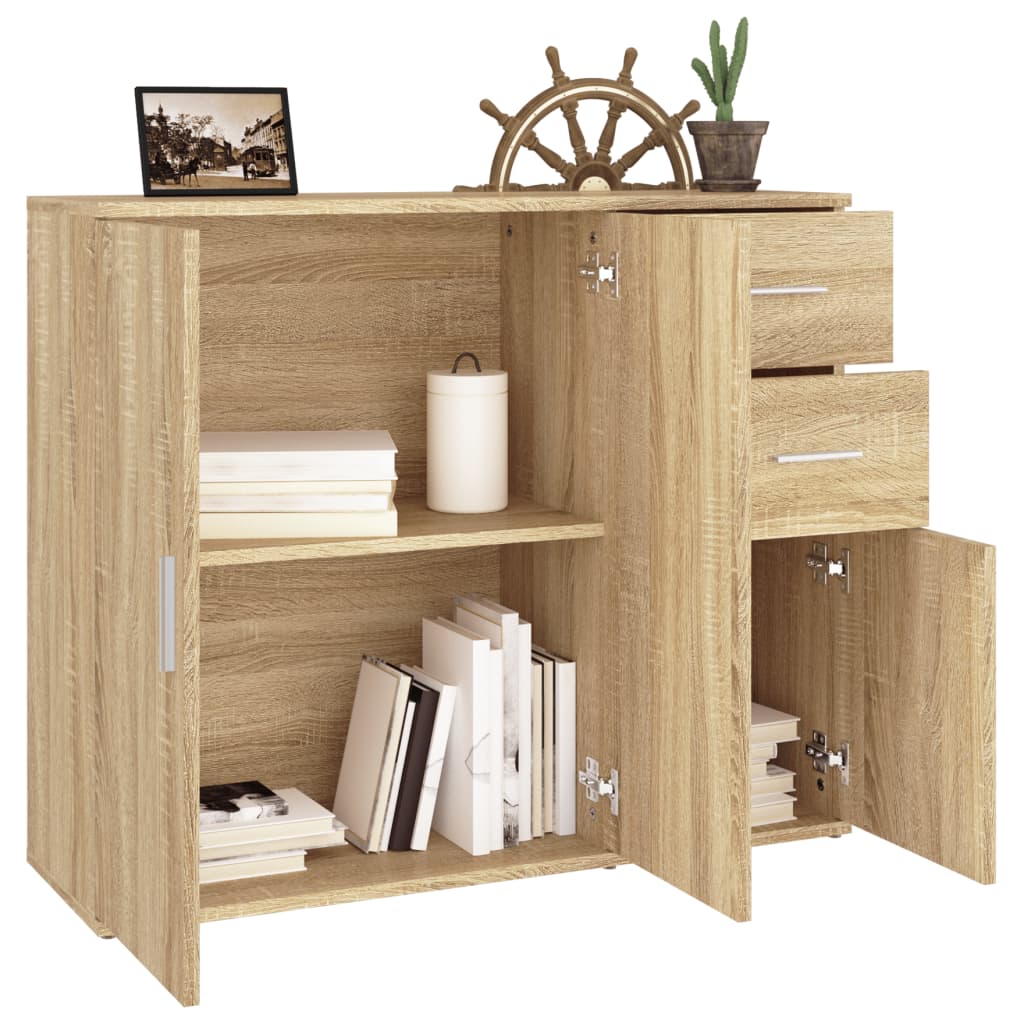 Dressoir 91x29,5x75 cm bewerkt hout sonoma eikenkleurig - AllerleiShop