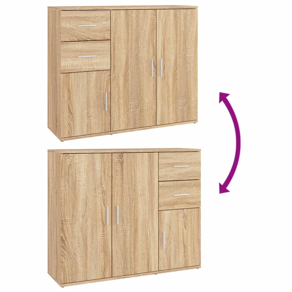 Dressoir 91x29,5x75 cm bewerkt hout sonoma eikenkleurig - AllerleiShop