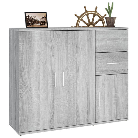 Dressoir 91x29,5x75 cm bewerkt hout grijs sonoma eikenkleurig - AllerleiShop