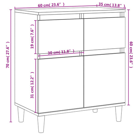 Dressoir 60x35x70 cm bewerkt hout zwart - AllerleiShop