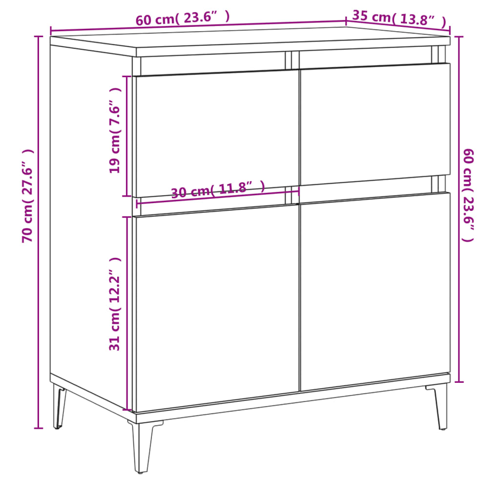 Dressoir 60x35x70 cm bewerkt hout zwart - AllerleiShop