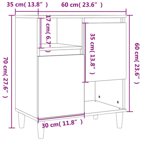 Dressoir 60x35x70 cm bewerkt hout hoogglans wit - AllerleiShop