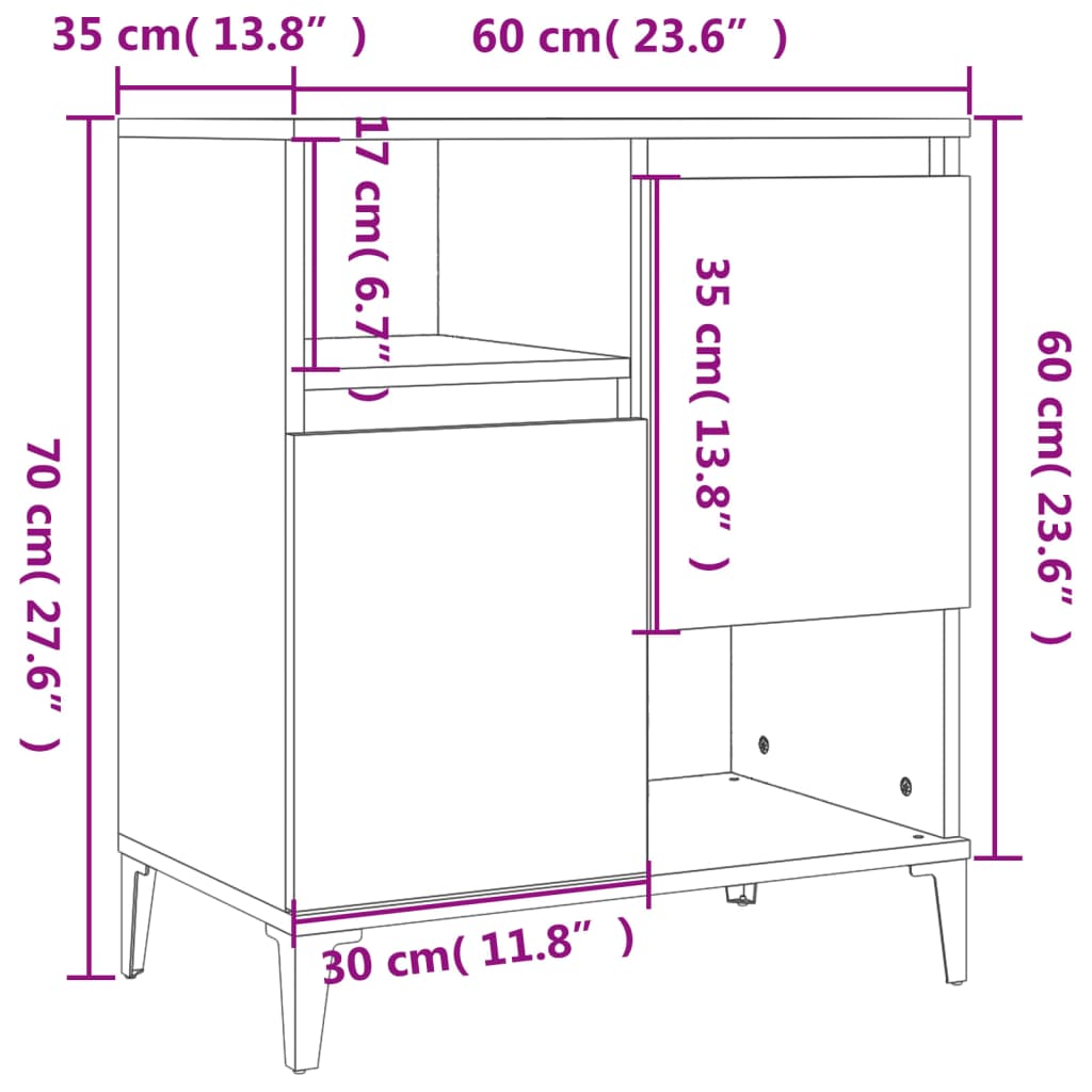 Dressoir 60x35x70 cm bewerkt hout zwart - AllerleiShop