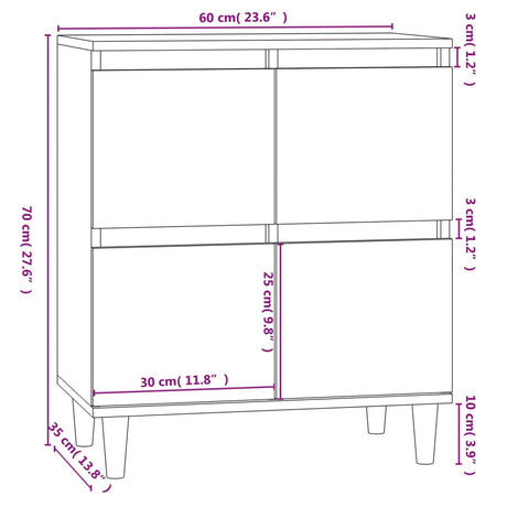 Dressoir 60x35x70 cm bewerkt hout wit - AllerleiShop