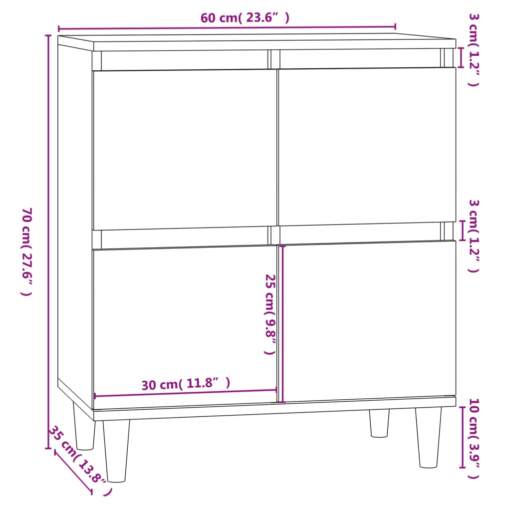 Dressoir 60x35x70 cm bewerkt hout zwart - AllerleiShop