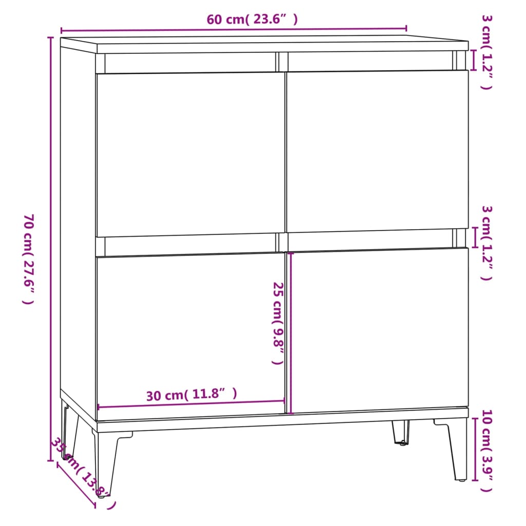 Dressoir 60x35x70 cm bewerkt hout wit - AllerleiShop