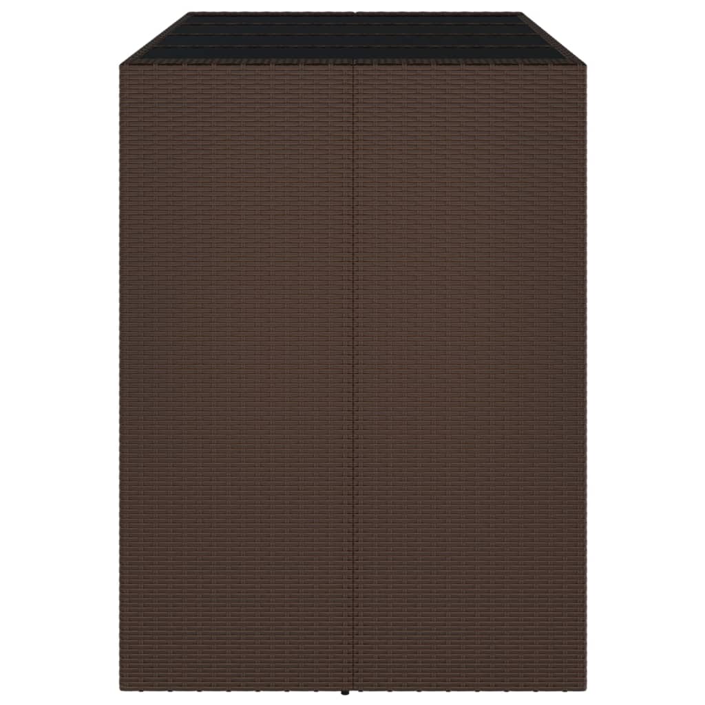 Bartafel met glazen blad 145x80x110 cm poly rattan bruin - AllerleiShop