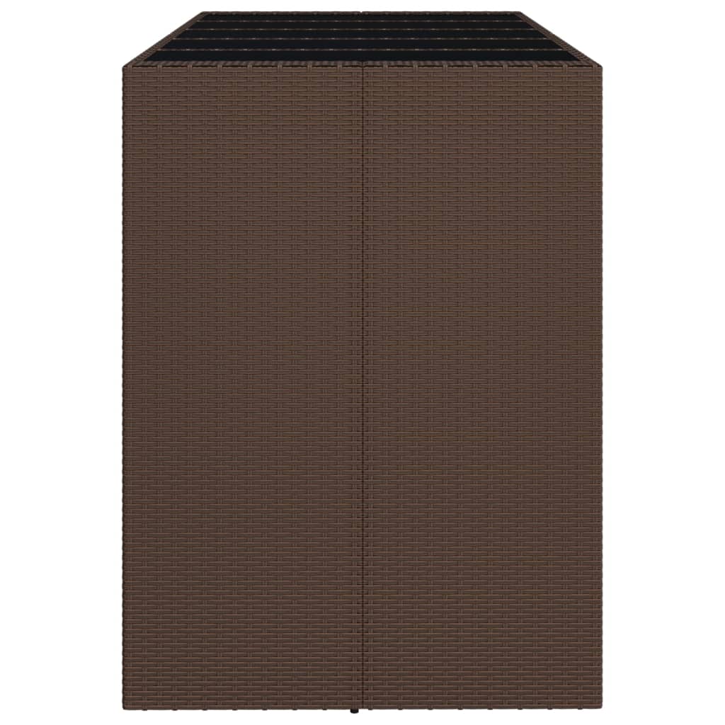 Bartafel met glazen blad 185x80x110 cm poly rattan bruin - AllerleiShop