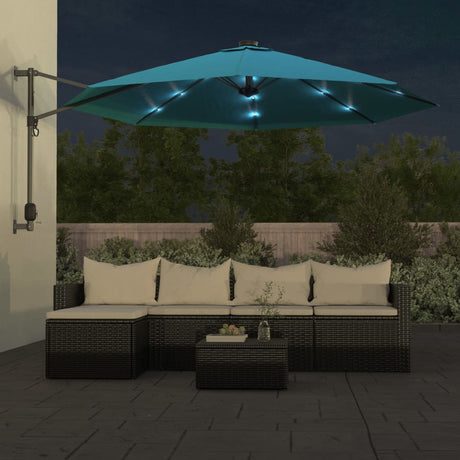 Wandparasol met LEDs 290 cm zeeblauw - AllerleiShop