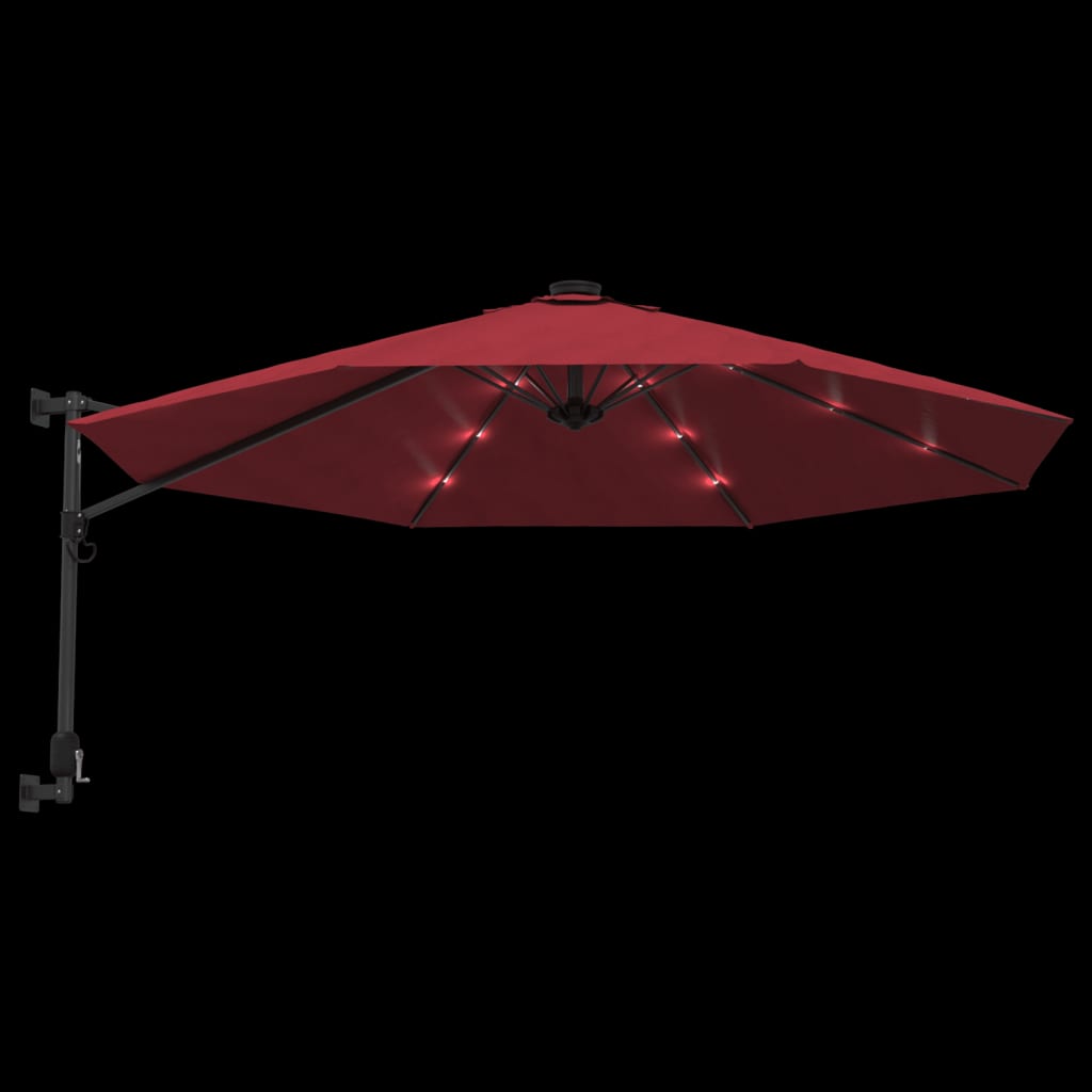 Wandparasol met LEDs 290 cm felrood - AllerleiShop