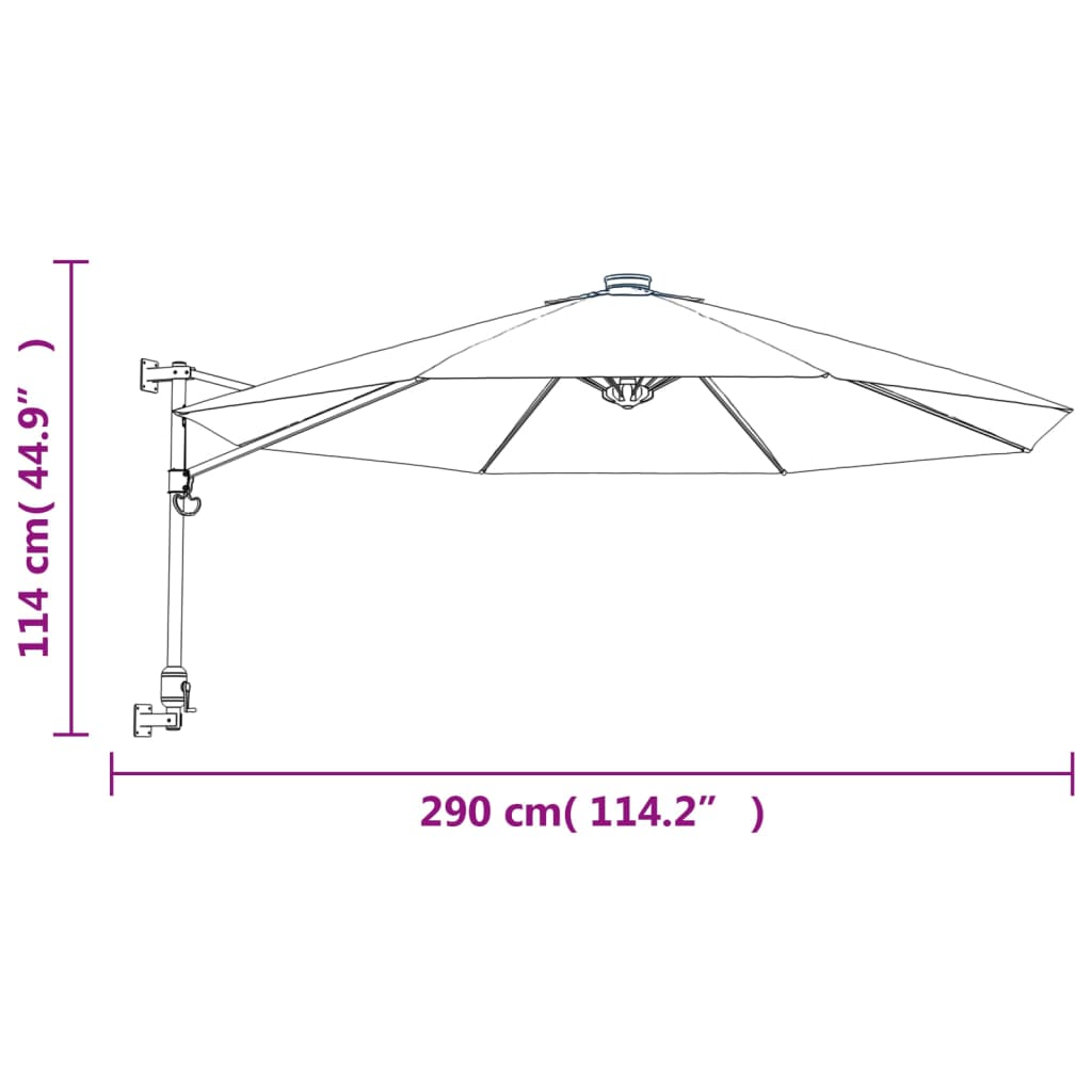 Wandparasol met LEDs 290 cm felrood - AllerleiShop