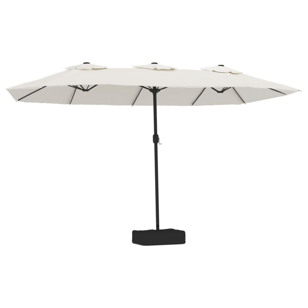 Parasol dubbel dak met LED 449x245 cm zandwit - AllerleiShop