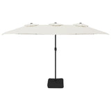 Parasol dubbel dak met LED 449x245 cm zandwit - AllerleiShop