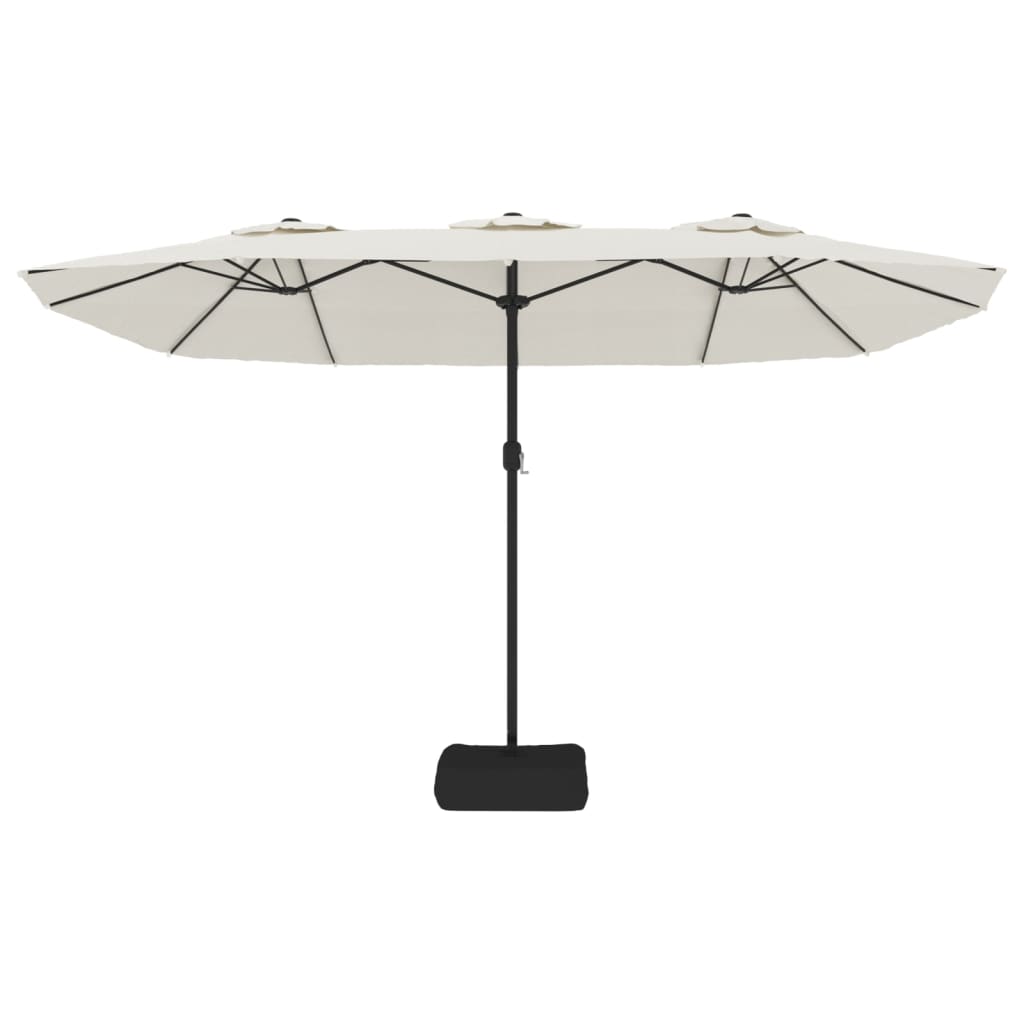 Parasol dubbel dak met LED 449x245 cm zandwit - AllerleiShop