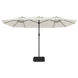 Parasol dubbel dak met LED 449x245 cm zandwit - AllerleiShop