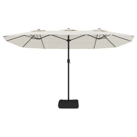 Parasol dubbel dak met LED 449x245 cm zandwit - AllerleiShop