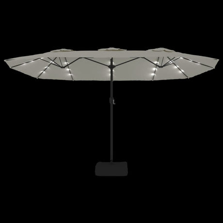 Parasol dubbel dak met LED 449x245 cm zandwit - AllerleiShop