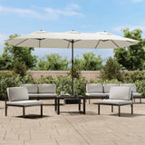 Parasol dubbel dak met LED 449x245 cm zandwit - AllerleiShop