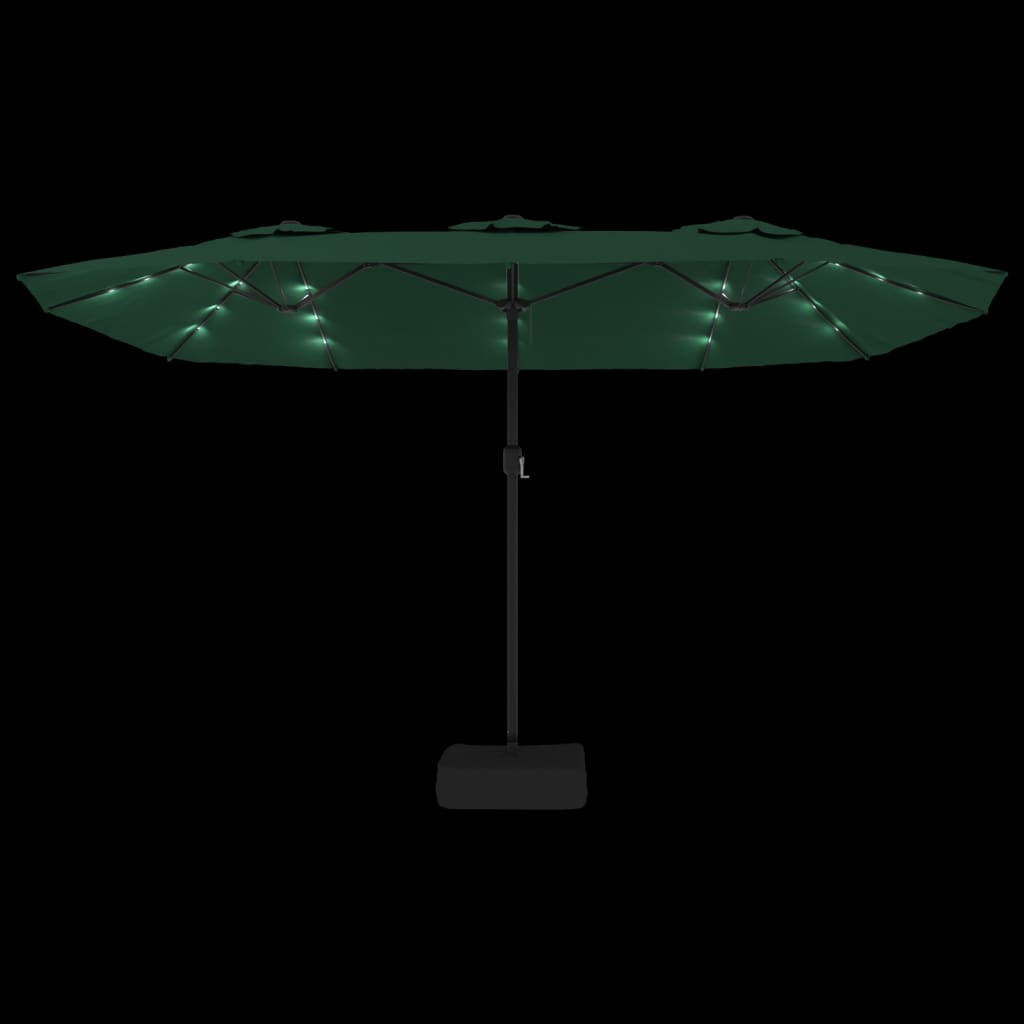 Parasol dubbel dak met LED 449x245 cm groen - AllerleiShop